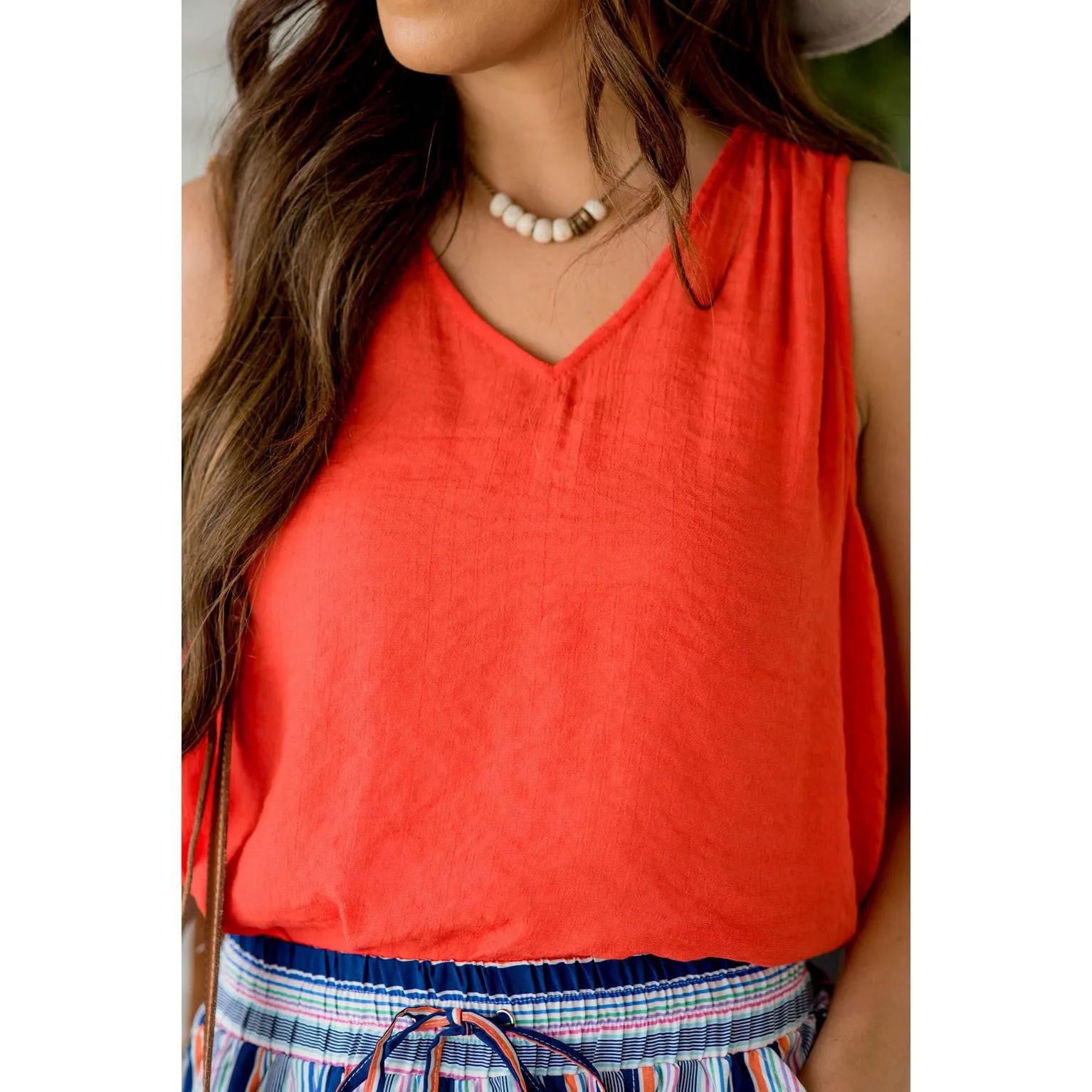 Ruched Tissue V-Neck Tank