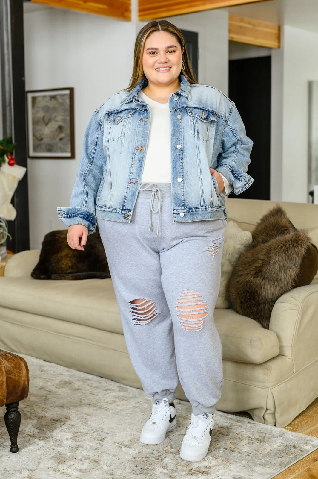 She Got Skills Distressed Heather Gray Joggers