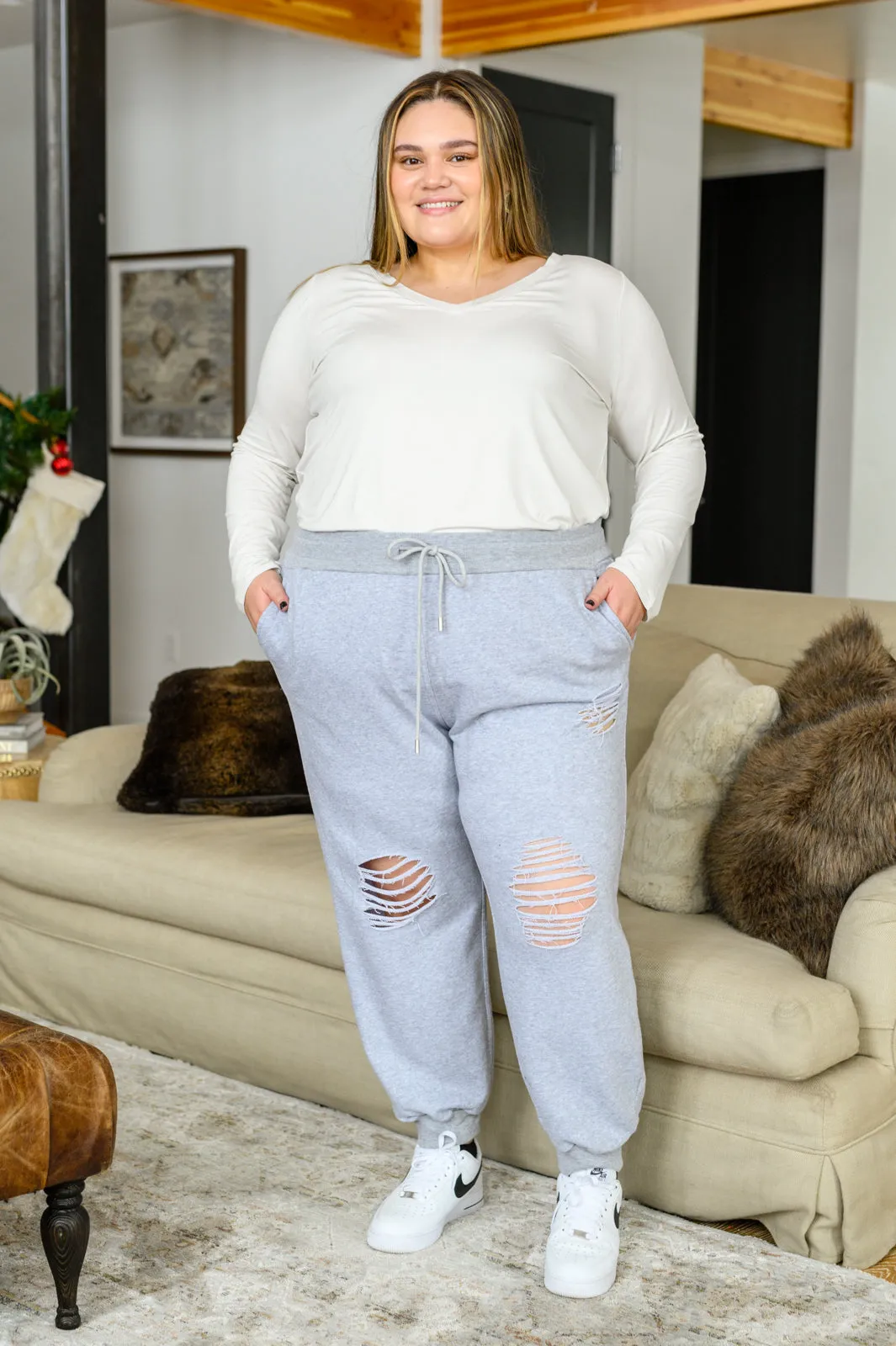 She Got Skills Distressed Heather Gray Joggers
