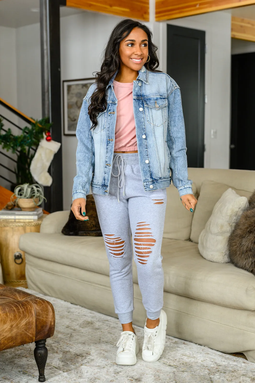 She Got Skills Distressed Heather Gray Joggers