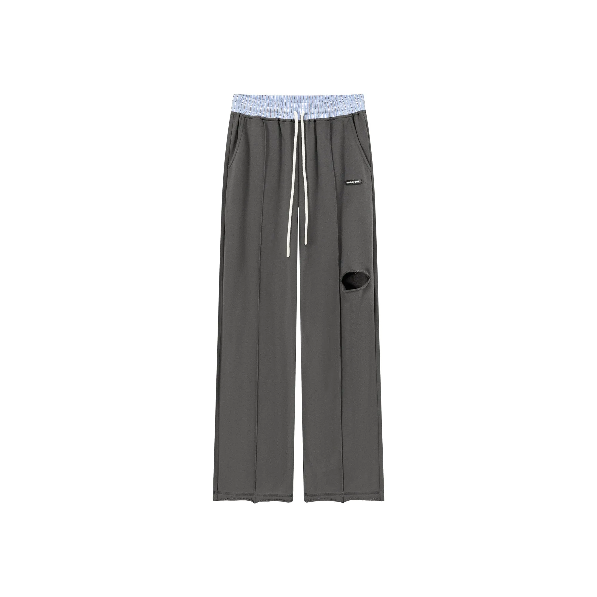 Slit Color Wide Sporty Casual Pants