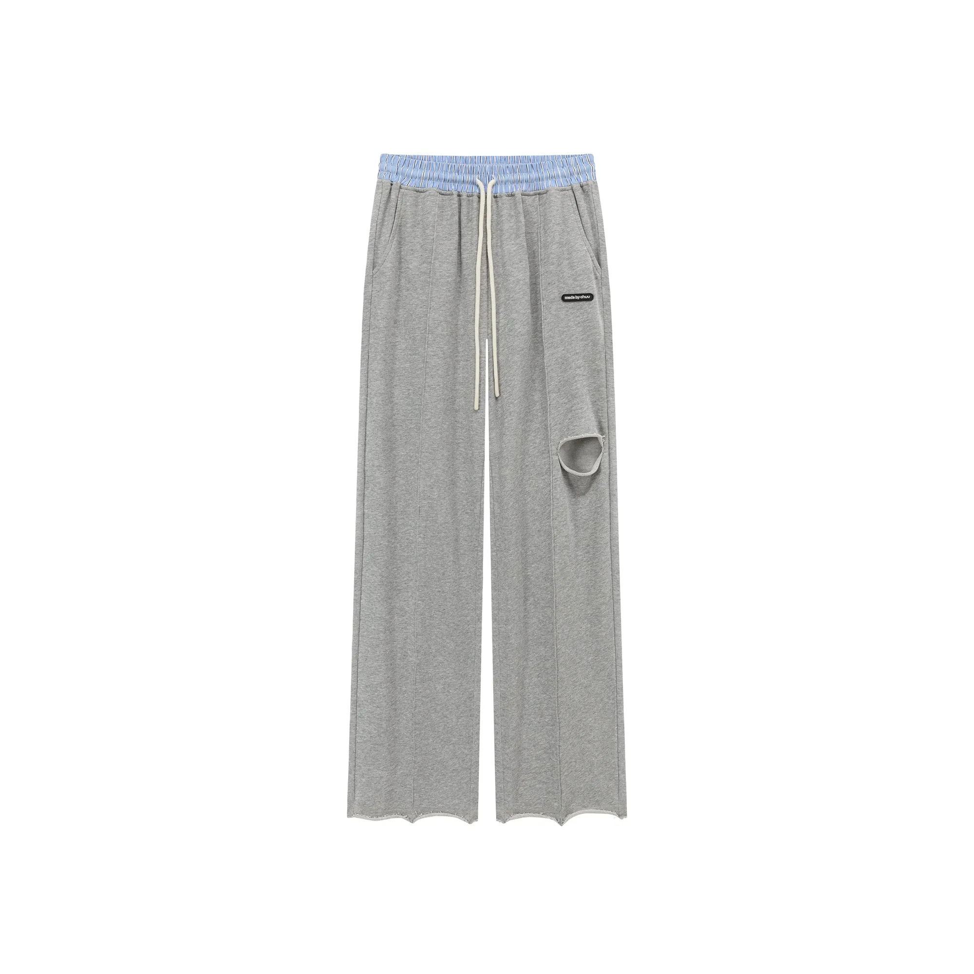 Slit Color Wide Sporty Casual Pants