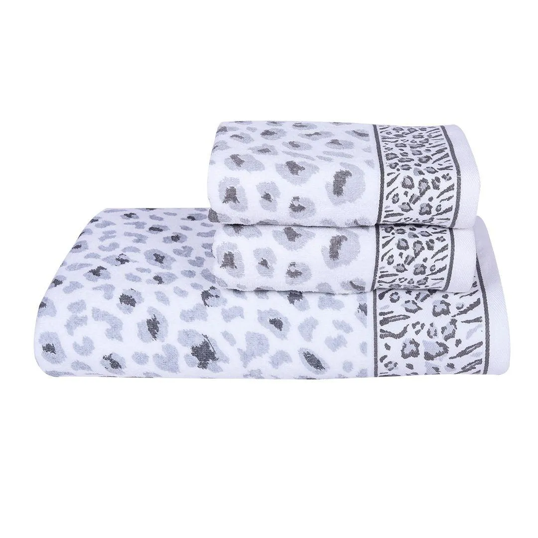 Snow Leopard 500 GSM Cotton Towel Set of 3 (Family Pack)