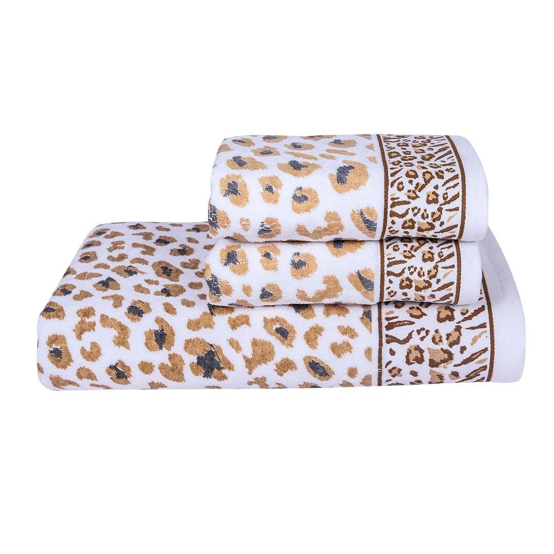 Snow Leopard 500 GSM Cotton Towel Set of 3 (Family Pack)
