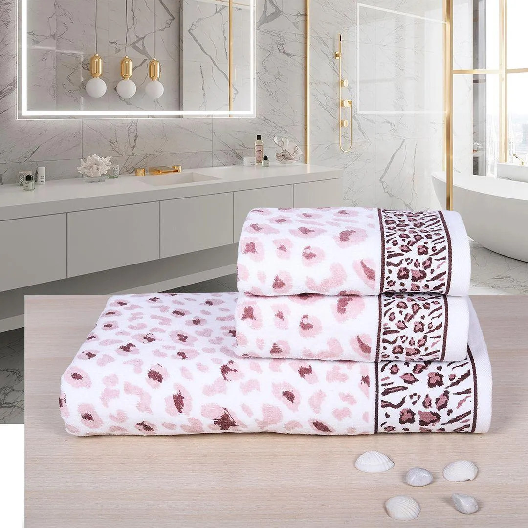 Snow Leopard 500 GSM Cotton Towel Set of 3 (Family Pack)