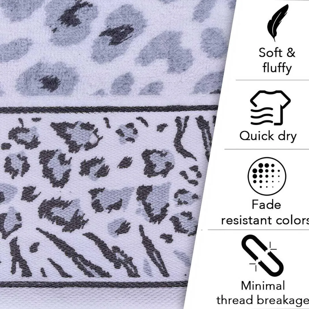 Snow Leopard 500 GSM Cotton Towel Set of 3 (Family Pack)