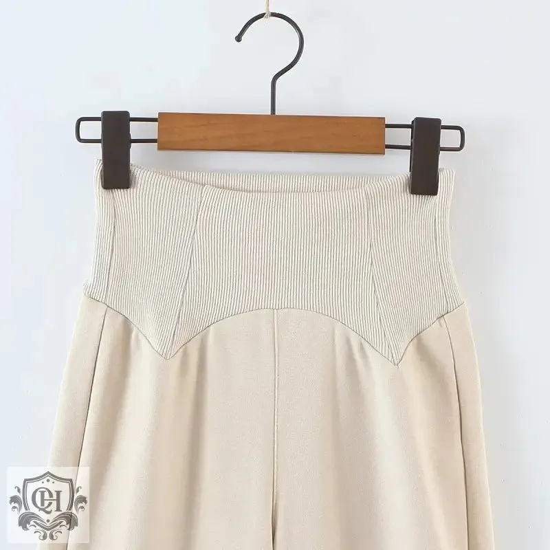 Solid Colour Wide Leg Pants