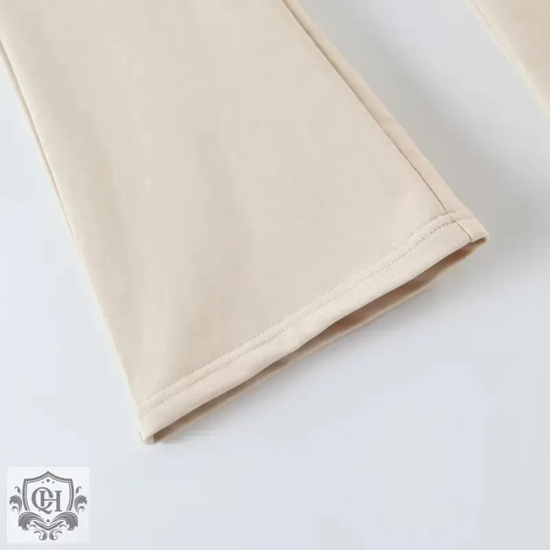 Solid Colour Wide Leg Pants