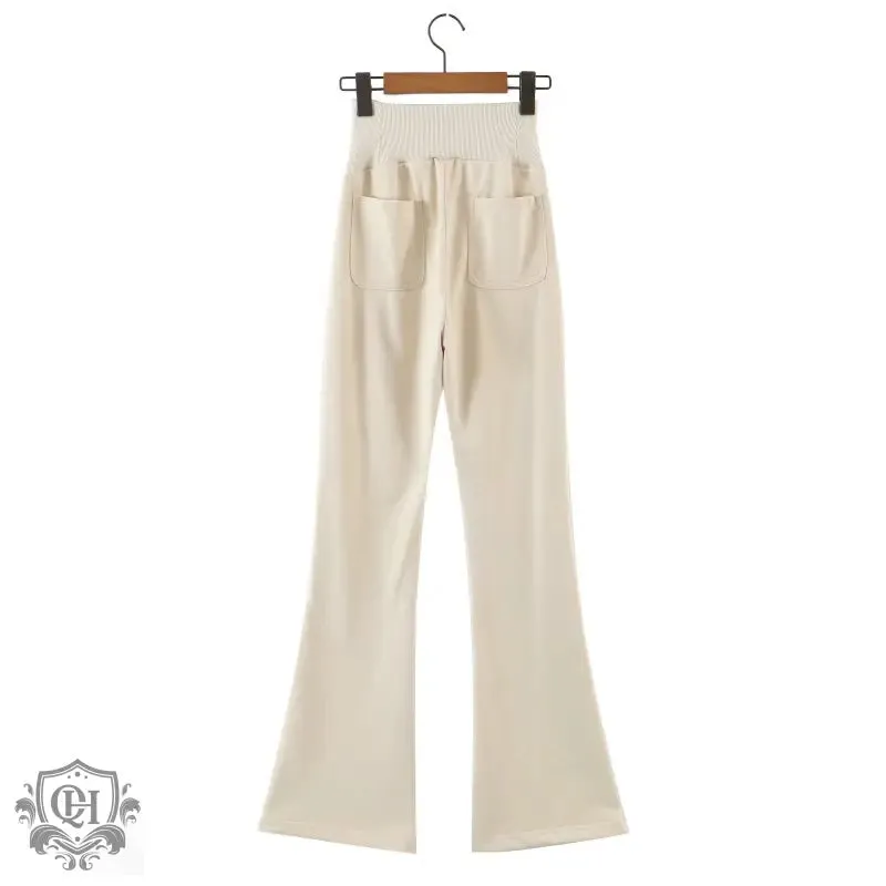 Solid Colour Wide Leg Pants