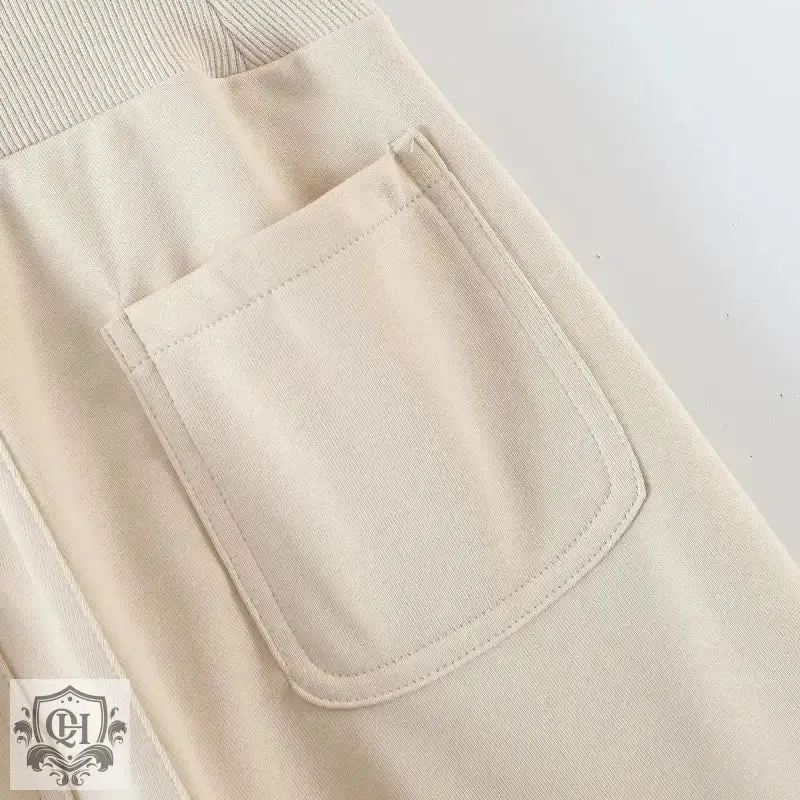 Solid Colour Wide Leg Pants