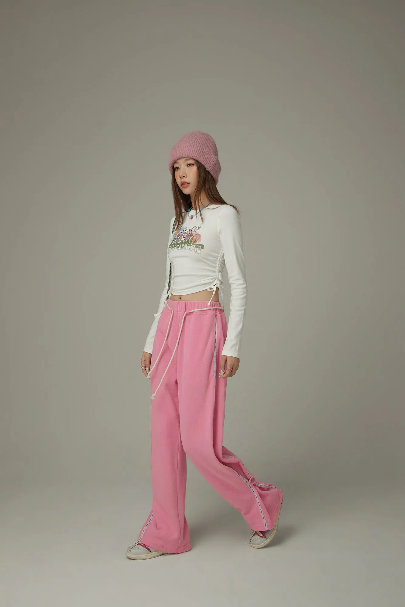 String Wide Sporty Pants