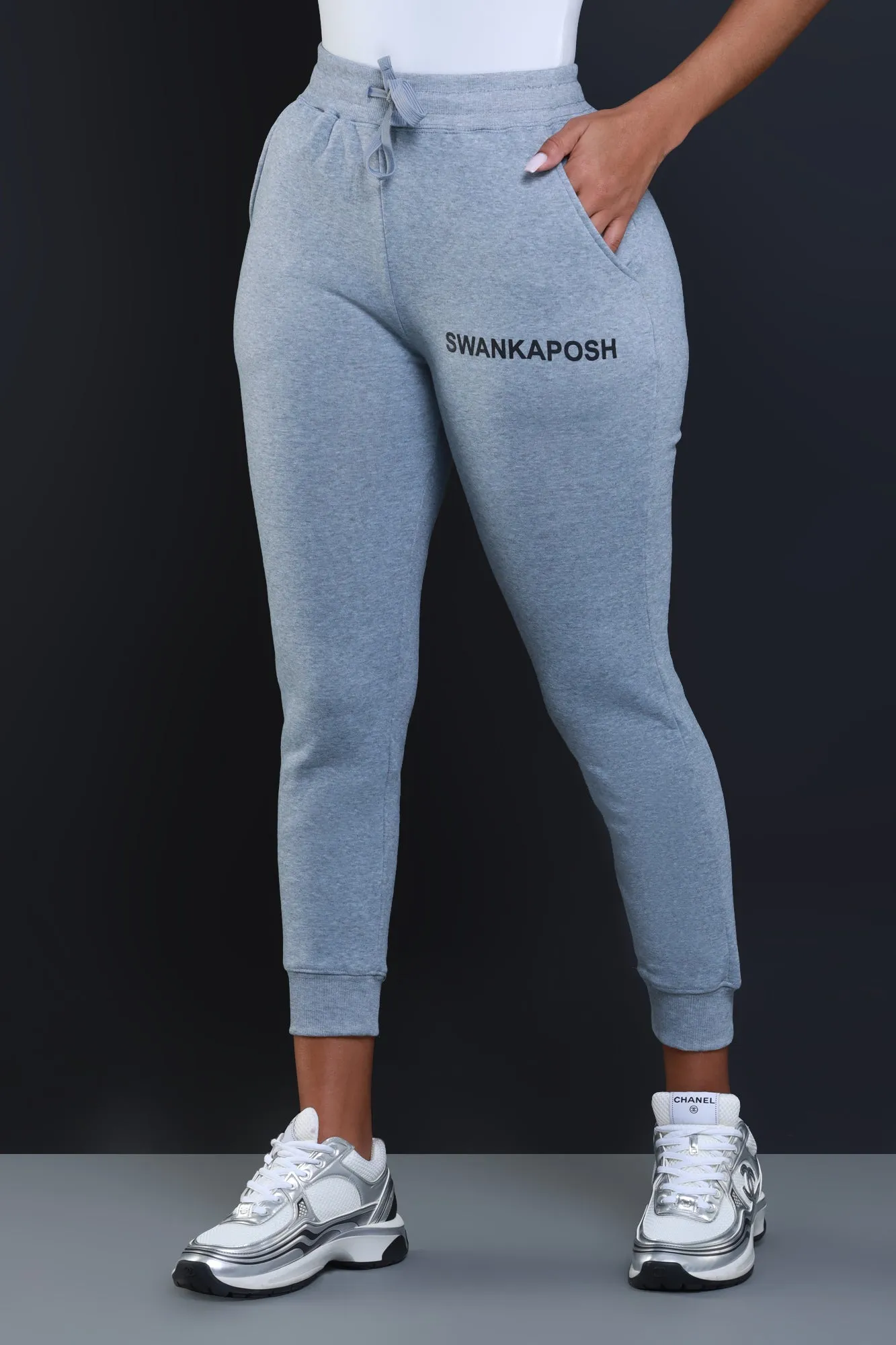 Swankaposh Logo Joggers - Heather Grey/Black