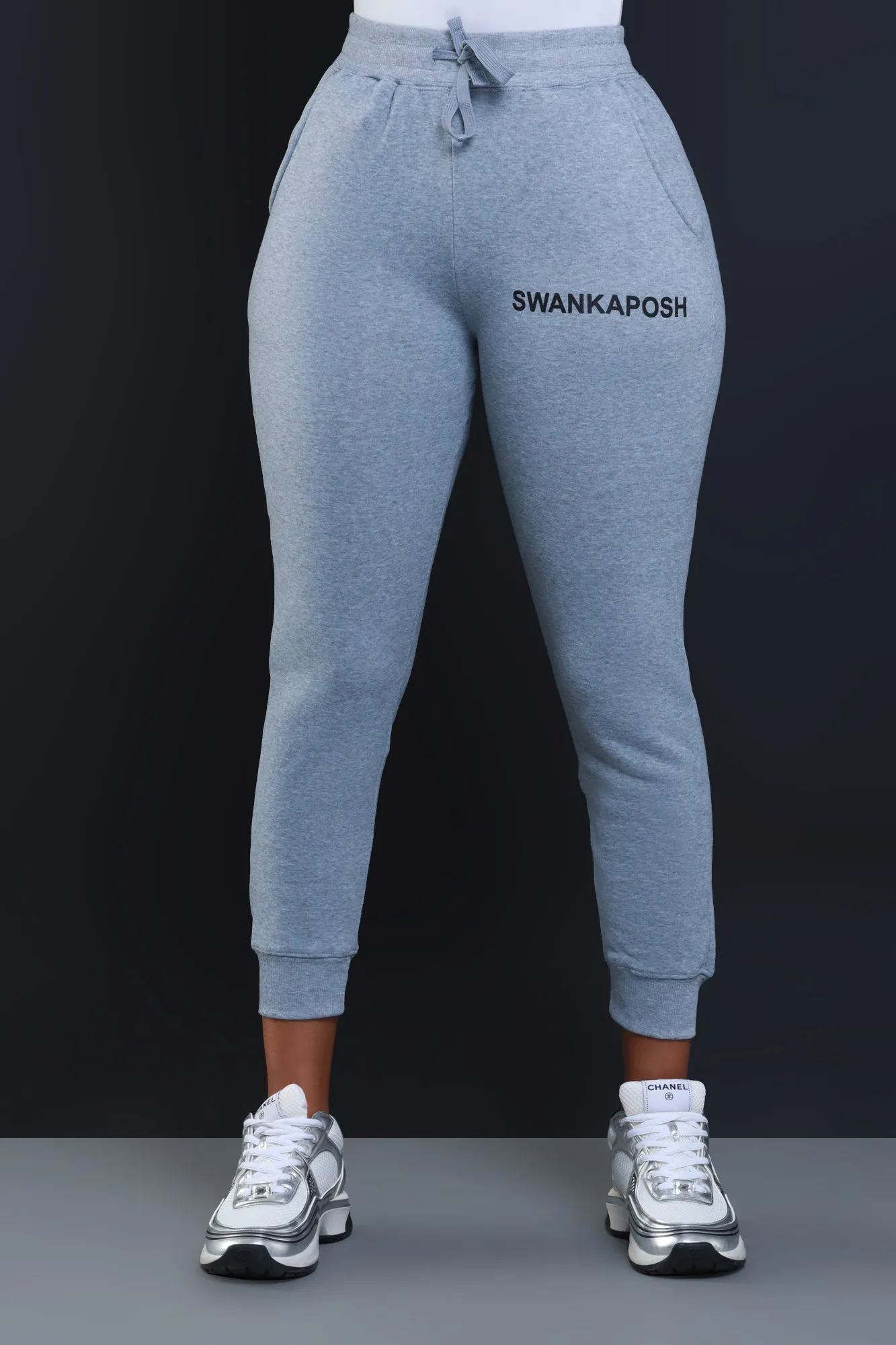 Swankaposh Logo Joggers - Heather Grey/Black
