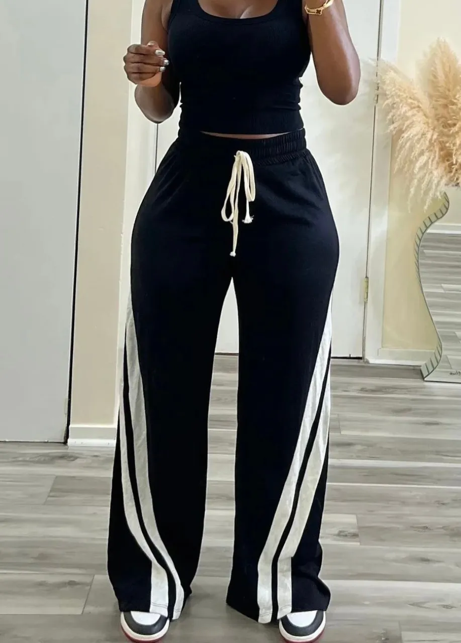 Tall Women's Black and White Striped Sweatpants