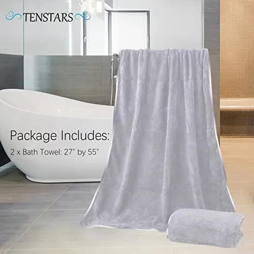 TENSTARS Quick Drying Microfiber Bath Towels - 2 Pack