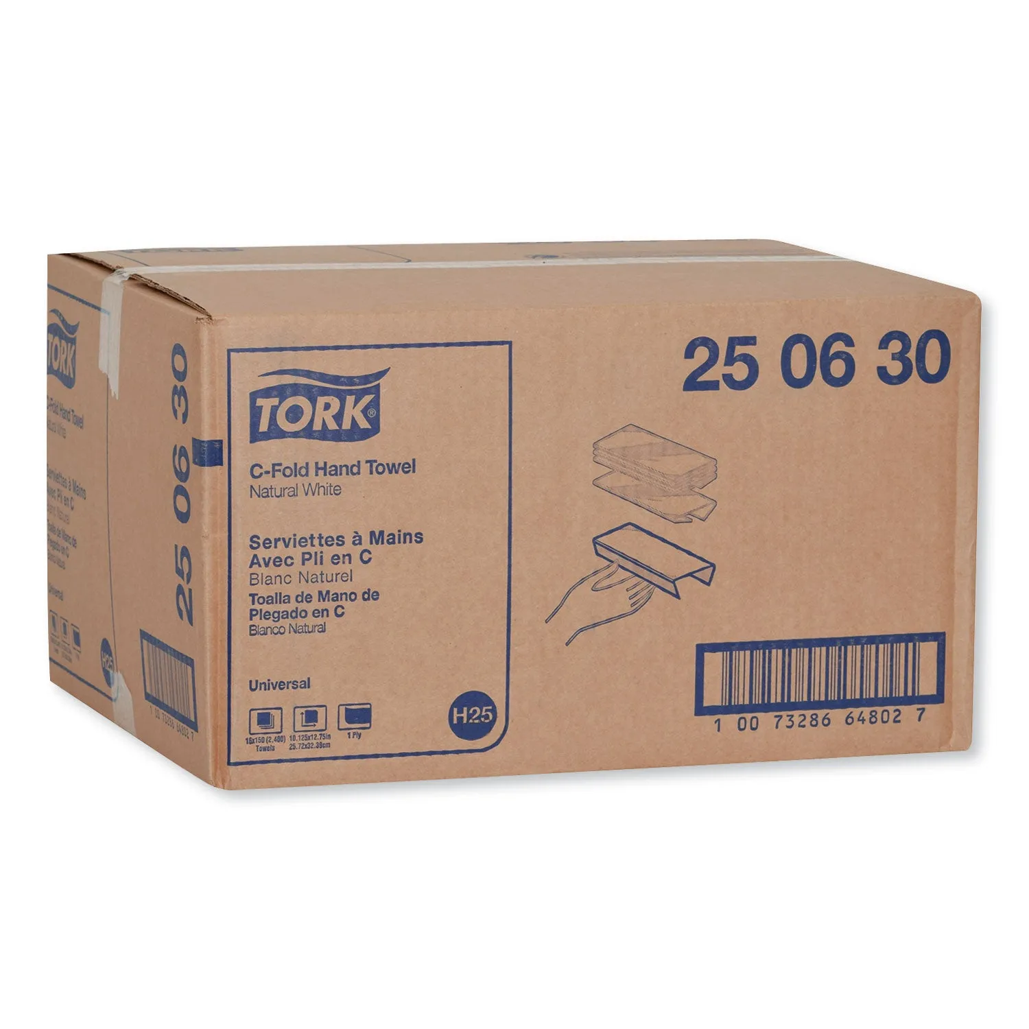 Tork C-Fold Hand Towel, 1-Ply, 10.13 X 12.75, Natural White, 150/Pack, 16 Packs/Carton - TRK250630