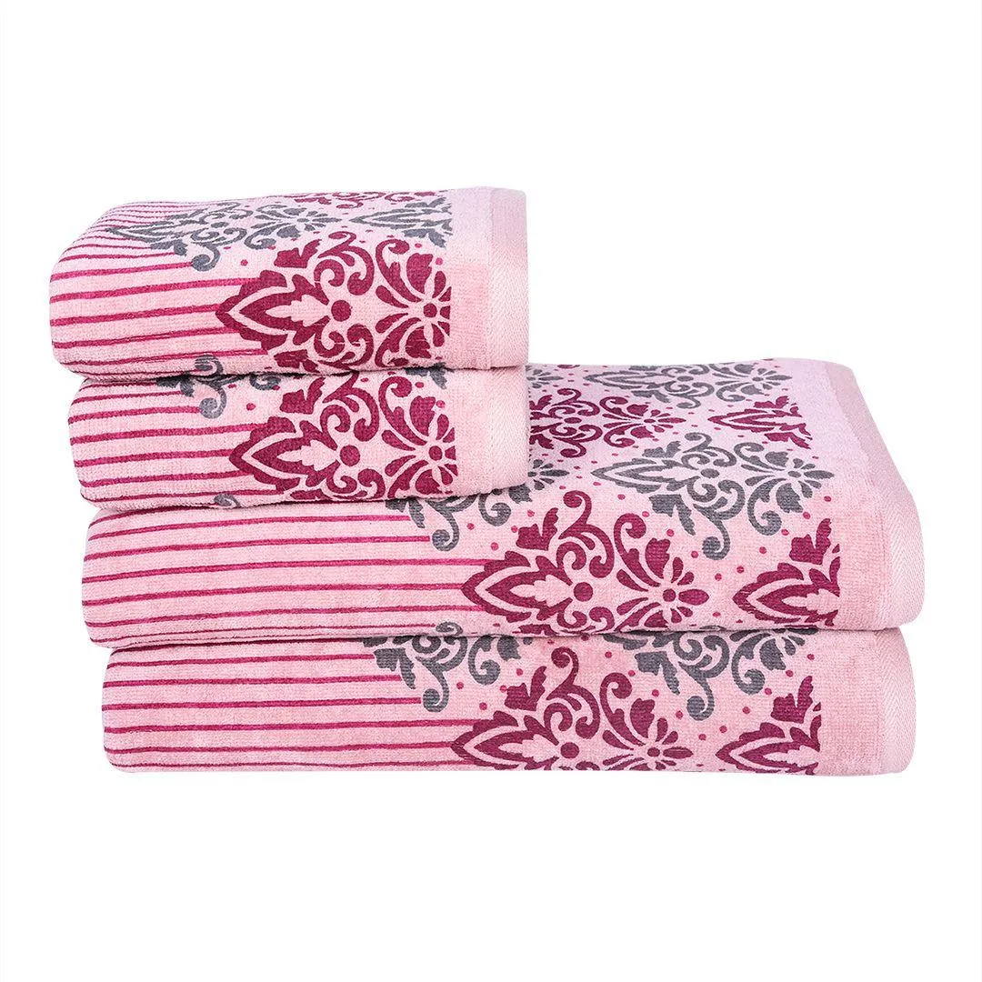 Valle 450 GSM Printed Cotton Towel Set of 4