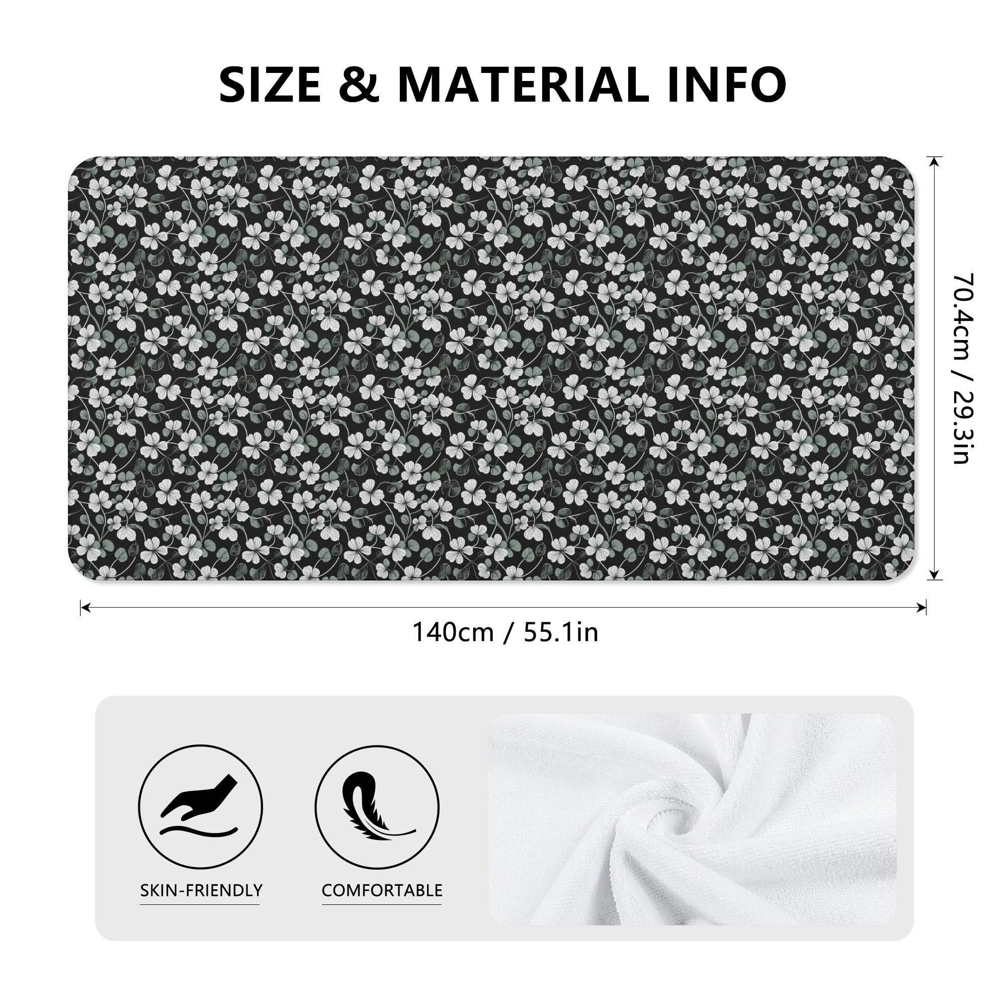 White and Green Clover Bath Towel